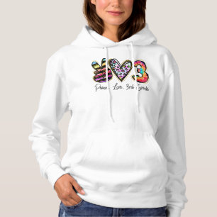Peace Love Third Grade Teacher Girls Team 3rd Grad Hoodie