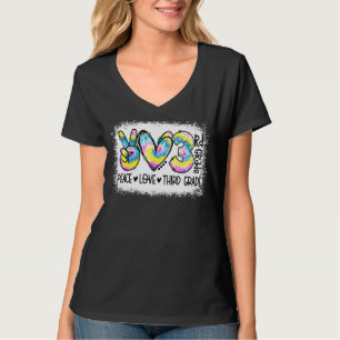 Peace Love Third Grade Tie Dye Student Teacher Ble T-Shirt