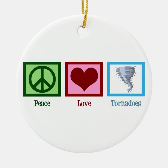 Peace Love Tornadoes Ceramic Tree Decoration (Front)