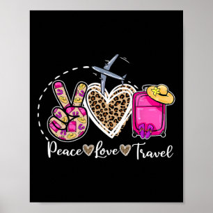 Peace Love Travel Retro Summer Vacation Family Mat Poster