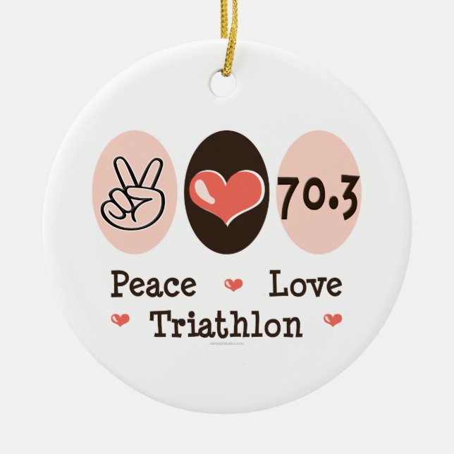 Peace Love Triathlon 70.3 Ornament (Front)