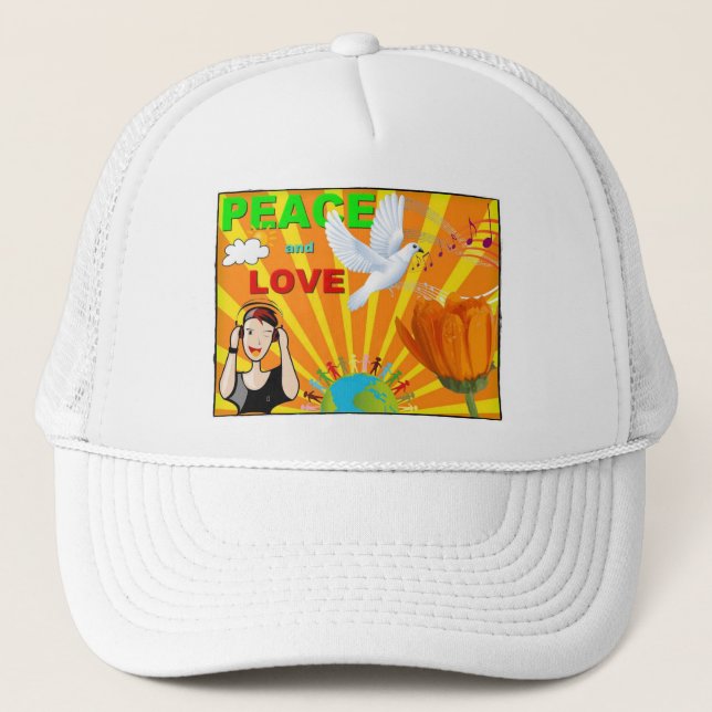 Peace & Love Trucker Hat (Front)