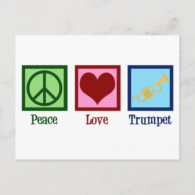 Peace Love Trumpet Cute Band Christmas Postcard (Front)