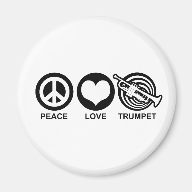 Peace Love Trumpet Magnet (Front)