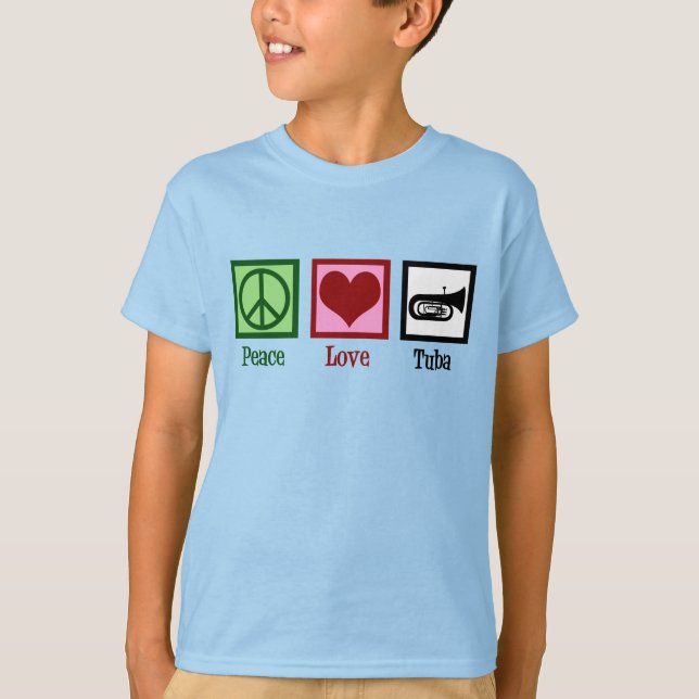 Peace Love Tuba Player Kids T-Shirt (Front)