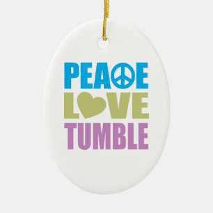 Peace Love Tumble Ceramic Tree Decoration