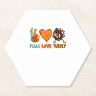 Peace Love Turkey Gobble Dabbing Turkey Autumn Tha Paper Coaster