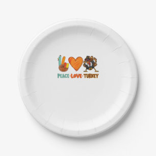 Peace Love Turkey Gobble Dabbing Turkey Autumn Tha Paper Plate
