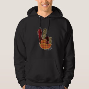 Peace Love Turkey-Grateful Turkey Hand Sign Thanks Hoodie