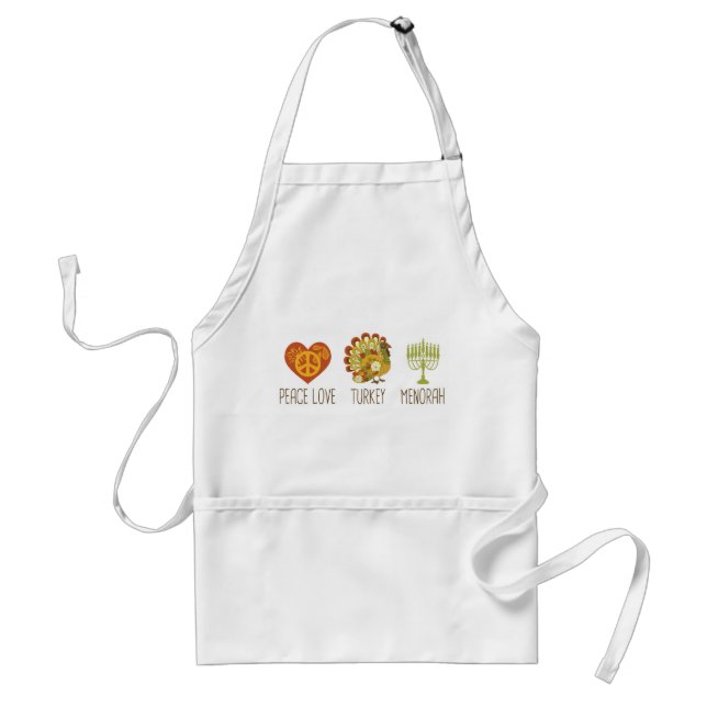 Peace Love Turkey Menorah Standard Apron (Front)