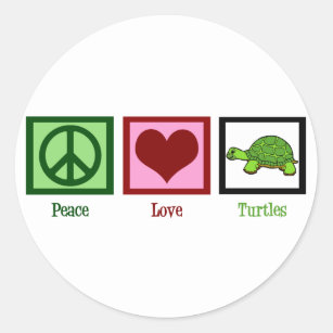 Peace Love Turtles Classic Round Sticker