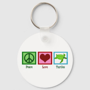 Peace Love Turtles Cute Sea Turtle Key Ring