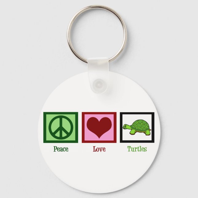 Peace Love Turtles Key Ring (Front)
