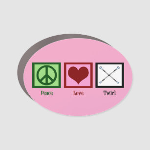 Peace Love Twirl   Baton Twirling Pink Car Magnet