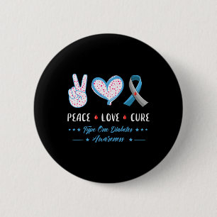 Peace Love Type One Diabetes Awareness Men Women K 6 Cm Round Badge