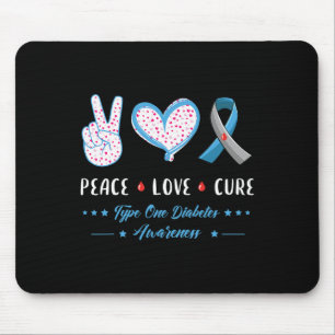 Peace Love Type One Diabetes Awareness Men Women K Mouse Pad