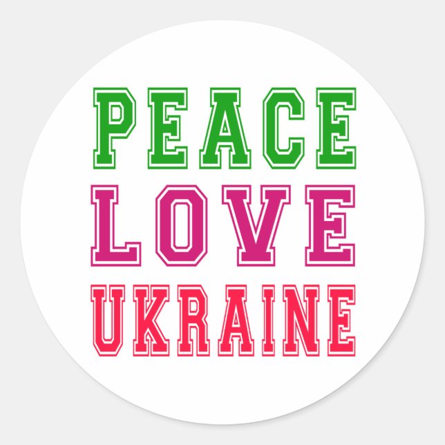 Peace Love Ukraine Classic Round Sticker (Front)