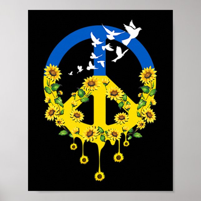 Peace Love Ukraine Dove Ukraine Sunflower Ukrainia Poster (Front)