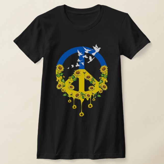 Peace Love Ukraine Dove Ukraine Sunflower Ukrainia T-Shirt (Laydown)