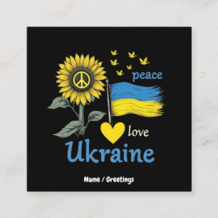 Peace Love Ukraine Sunflower Flag Stand with Pride Square Business Card
