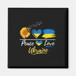 Peace Love Ukraine Sunflower Flag Stand With Ukrai Magnet
