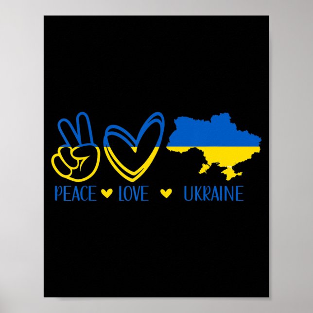 Peace Love Ukraine Support Ukrainian Flag Peace Lo Poster (Front)