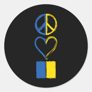 Peace Love Ukraine Ukrainian Flag Apparel Classic Round Sticker