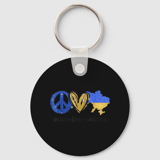 Peace Love Ukraine Ukrainian Flag I Stand With Ukr Key Ring (Front)