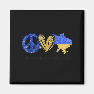 Peace Love Ukraine Ukrainian Flag I Stand With Ukr Magnet