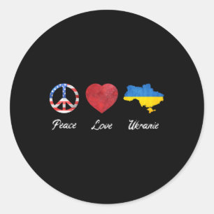 Peace Love Ukraine Usa Flag Ukraine Flag Classic Round Sticker