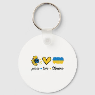 Peace Love Ukraine Vintage Ukrainian Groovy Women Key Ring