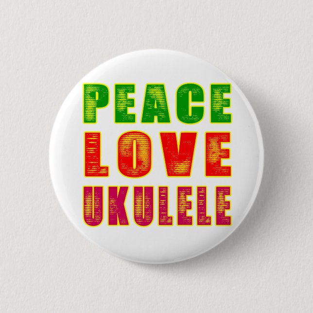 Peace Love Ukulele 6 Cm Round Badge (Front)