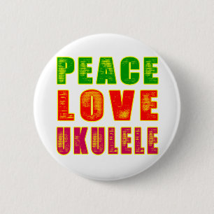 Peace Love Ukulele 6 Cm Round Badge
