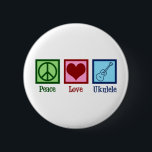 Peace Love Ukulele 6 Cm Round Badge<br><div class="desc">Peace Love Ukulele. Cute ukuleles player gift featuring a cool peace sign,  heart,  and uke instrument.</div>