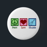 Peace Love Ukulele 6 Cm Round Badge<br><div class="desc">Peace Love Ukulele. Cute ukuleles player gift featuring a cool peace sign,  heart,  and uke instrument.</div>