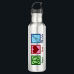 Peace Love Ukulele 710 Ml Water Bottle<br><div class="desc">Peace Love Ukulele. Cute ukuleles player gift featuring a cool peace sign,  heart,  and uke instrument.</div>
