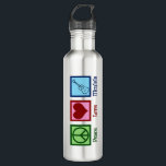 Peace Love Ukulele 710 Ml Water Bottle<br><div class="desc">Peace Love Ukulele. Cute ukuleles player gift featuring a cool peace sign,  heart,  and uke instrument.</div>