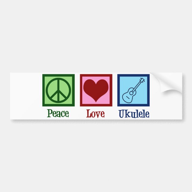 Peace Love Ukulele Bumper Sticker (Front)