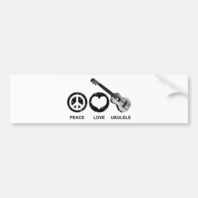 Peace Love Ukulele Bumper Sticker (Front)