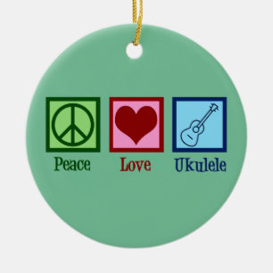 Peace Love Ukulele Ceramic Tree Decoration