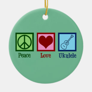 Peace Love Ukulele Ceramic Tree Decoration