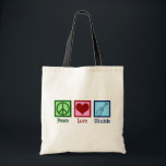Peace Love Ukulele Tote Bag<br><div class="desc">Peace Love Ukulele. Cute ukuleles player gift featuring a cool peace sign,  heart,  and uke instrument.</div>