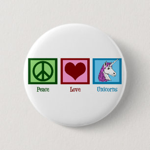 Peace Love Unicorns 6 Cm Round Badge