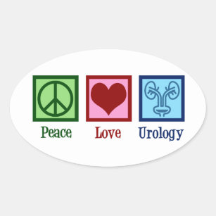 Peace Love Urology Office Cute Urologist Oval Sticker