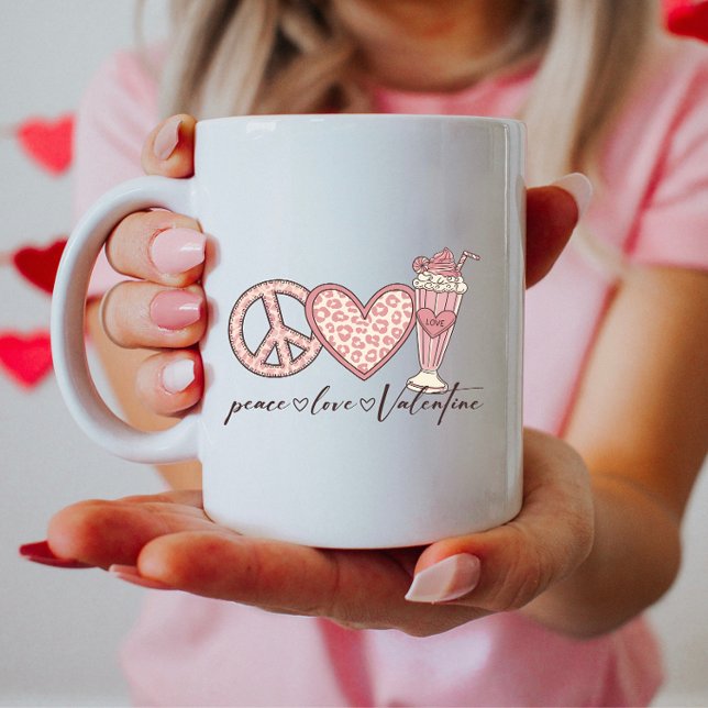 Peace Love Valentine, Retro Milkshake  Coffee Mug (Creator Uploaded)