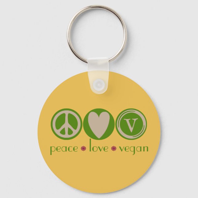 Peace Love Vegan Key Ring (Front)