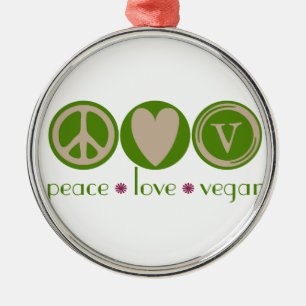 Peace Love Vegan Metal Tree Decoration