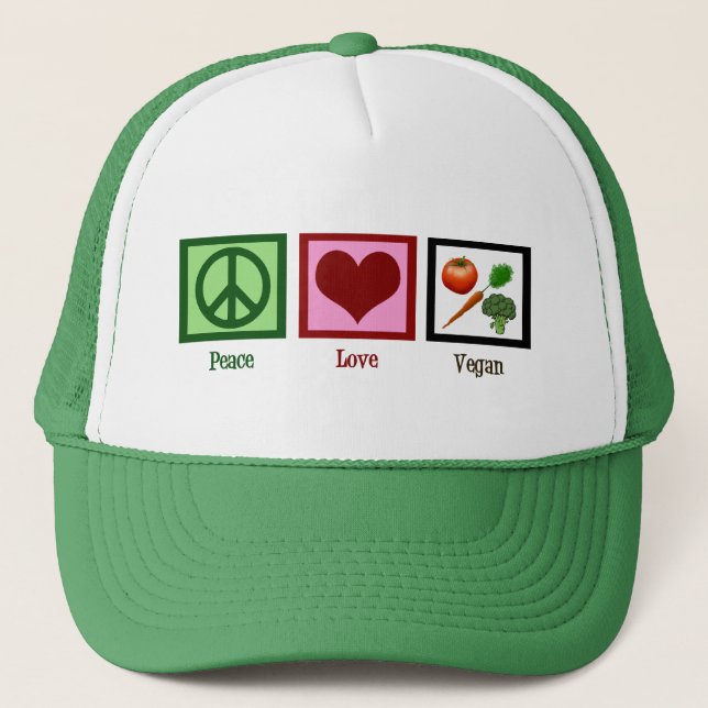 Peace Love Vegan Trucker Hat (Front)