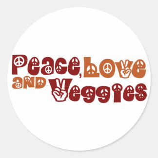Peace Love Veggies Classic Round Sticker