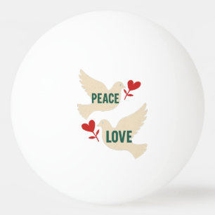 Peace & Love Vintage Dove Art with Heart Motif  Ping Pong Ball